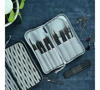 Lantern Moon Custodia per ferri da maglia - Custodia per ferri da maglia a doppia punta con cerniera in cotone - Custodia per ferri da maglia, uncinetti, cavi, accessori, DPN - 23 x 12 x 3 cm