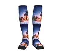 Lantern On Snow With Christmas Calze A Compressione Calze Compressione Corsa Compression Socks Per Escursioni Trekking Supporto Recupero 1 Paio 50Cm