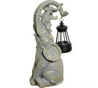 Lanterna a energia solare a forma di elefante, 20 cm, calda | Rilevamento automatico della luce, si accende al crepuscolo all'alba, impermeabile IP44, struttura in resina