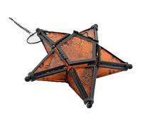 Lanterna a forma di stella, in vetro, da appendere, arancione, decorativa, per casa, patio, giardino, decorazione arancione