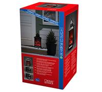 Lanterna a LED, grande, camino, timer 8 ore, funzionamento a trasformatore e battuta, 6 diodi a luce bianca calda, trasformatore esterno 4,5 V, 0,6 W, cavo nero, batteria: 3 x C 1,5 V (non inclusa)