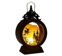 Lanterna a lume di candela, lanterna di candele di Halloween 3.74x6.69 pollici LED Vintage Round sospeso per il Natale, batteria al centro del tavolo inclusa Stretche