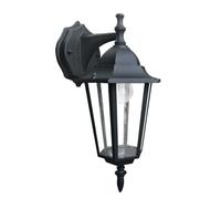 Lanterna a Parete da Esterno Alluminio Nero Attacco E27 IP44 Diffusore in Vetro