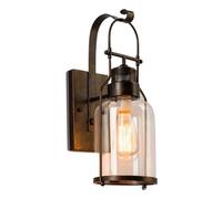 Lanterna a parete per esterni Lampada da parete industriale vintage in ferro Lampada da parete impermeabile for interni-esterni con paralume in vetro temperato for portico, garage, ristorante e scale