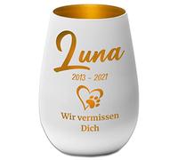 Lanterna a vento personalizzata con incisione e nome, colore bianco/oro, per animali domestici, cane e gatto, luce commemorativa, regalo per tomba