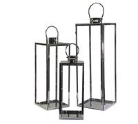 LANTERNA ARGENTO IN METALLO 3 PZ SET DECORAZIONE NATALE NATALIZIA FIORAIO H85