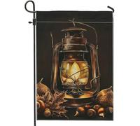 Lanterna autunnale da giardino, rustica vintage lampada a olio per la casa, striscione decorativo per la casa, bandiera da giardino in iuta su entrambi i lati, decorazione autunnale per esterni, 30,5