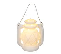 Lanterna bianca in ceramica con LED (pile incl.)