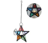 Lanterna candeliere portacandele a forma di pentagramma colorato da appendere
