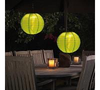 Lanterna cinese a LED impermeabile da 30,5 cm in tessuto solare per festival, lampada da appendere all'aperto da giardino a energia solare a LED (verde, 2 pezzi)