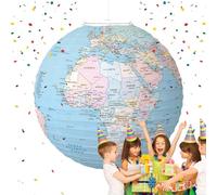 Lanterna con mappa del mondo, Lanterna con globo di carta, Lanterna per l'educazione geografica per bambini, Decorazione per l'aula di apprendimento dei bambini con lanterna geografica in