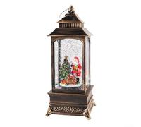 Lanterna con palla di neve musicale, decorazione natalizia con Babbo Natale, luci a LED e carillon, centrotavola da tavola con USB o a batteria, oro retrò (vecchio uomo)