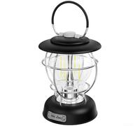 Lanterna da campeggio a LED con ricarica rapida di tipo C, batteria da 4000 mAh, dimmerabile, design impermeabile per esterni, campeggio e escursioni, stile vintage (Diamond Black)