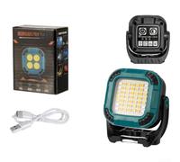 Lanterna da campeggio a LED con testa girevole di ricarica USB-C e base magnetica portatile portachiavi luce per escursioni all'aperto (W8129-2 blu)