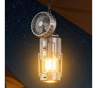 Lanterna da Campeggio A LED Solare Portatile 5 in 1 con Ventilatore Multifunzione, Luce di Emergenza E Design Pieghevole, Ideale per Campeggio, Escursionismo, Viaggi E Silver