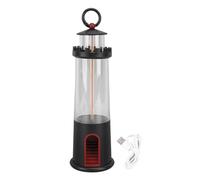 Lanterna da campeggio portatile ricaricabile via USB con luce soffusa e calda a 2200 K, dotata di base magnetica e anello per sospensione, ideale per l’uso notturno all’aperto. (Nera)