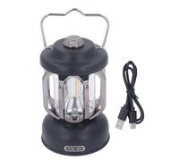 Lanterna da campeggio retrò, 175x112mm Vintage LED ricaricabile Luminosità regolabile 3 modalità di illuminazione Design sospeso per tenda da campeggio esterna Giardino ABS (Nero)