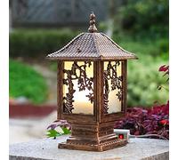 Lanterna da Esterno con Paralume in Vetro,De da Terra Americane in Alluminio Antiruggine,Da a Colonna Antica Tradizionale,Da da Colonna per Porta Del Cortile Di Una Villa Nel Parco, Illuminazidecorati