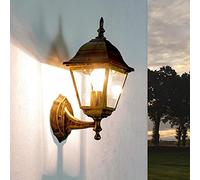 Lanterna da esterno in vetro alluminio oro antico IP44 terrazzo cortile L:15 cm E27 design country house applique decorativa da esterno TIROL