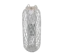 Lanterna da esterno in vimini e portacandela in vetro con nastrino in pizzo Vimini Selection