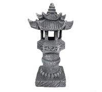 Lanterna da giardino a forma di pagoda ad energia solare, in resina effetto pietra, IP44, impermeabile, luce decorativa per esterni, stile orientale, lampada zen per patio, cortile, sentiero
