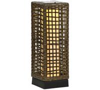 Lanterna da giardino Outsunny in rattan sintetico con luci 15,5x15,5x46 cm sabbia
