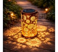 Lanterna da giardino solare colorata con bagliore di girasole, lampada a sospensione esterna impermeabile ad energia for, patio,percorso fiorisca dopo il tramonto(Warm*1)