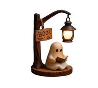 Lanterna da lettura con fantasma, luce notturna 3D a LED in resina con luce calda, graziosa decorazione spettrale per camera da letto, soggiorno, ufficio, idea regalo (marrone, 12 cm)