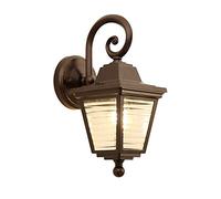 Lanterna da parete per esterni quadrata - Lampada da portico a parete per esterni - Lampada da parete in vetro con alloggiamento in alluminio impermeabile - Applique da parete con decoro marrone per b