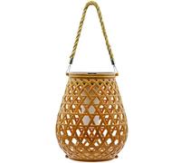 Lanterna da tavolo in rattan intrecciato a energia solare, altezza 35 cm, diametro 17 cm, grado di protezione IP44, ideale per giardini e balconi