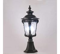 Lanterna da Terra in Vetro a Testa Singola, Antica e Tradizionale, Stile Vittoriano, Impermeabile, per Esterni, con Attacco E27, in Alluminio, per Decorazioni da Giardino Di Ville Idilliache./Nero