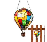 Lanterna decorativa a energia solare a forma di mongolfiera, da appendere, con LED a fiamma tremolante, ornamento da appendere per matrimoni, portico, Halloween, compleanno, giardino, patio, vacanze