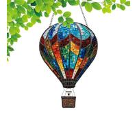 Lanterna decorativa a energia solare a forma di mongolfiera, da appendere, con LED a fiamma tremolante, ornamento da appendere per matrimoni, portico, Halloween, compleanno, giardino, patio, vacanze