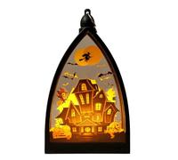 Lanterna Decorativa Halloween | Lanterna da Patio con Scheletro, Zucca e Castello - Decorazioni per Interno Cortile Giardino Portico Patio