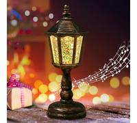 Lanterna decorativa natalizia, sfera di neve natalizia, lanterna con musica, decorazione natalizia, lanterna vintage con glitter, luce notturna, USB e funzionamento a batteria, per camini da tavolo