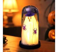 Lanterna decorativa per Halloween, fantasma luminosa, con cappello da strega in vetro, decorazione per interni, fantasmi, horror, luce notturna a batteria, per Halloween, decorazione da tavolo