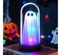 Lanterna decorativa per Halloween, fantasma luminosa, con cappello da strega in vetro, decorazione per interni, fantasmi, horror, luce notturna, funzionamento a batteria, per Halloween, decorazione da