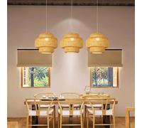 Lanterna di bambù Lampada a sospensione Lampadario in vimini rattan naturale Presa E27 AC85-260V Decorazioni per la casa/ristorante Senza lampadina