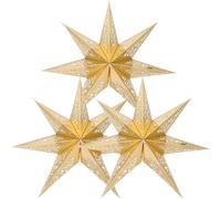 Lanterna di Carta a Stella 3pezzi, Paralume Oro per Camera