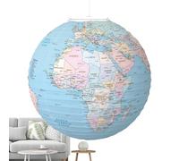 Lanterna di carta con mappa del mondo, 30 cm, colore blu, lanterna a tema | Lanterna di carta con mappa del mondo blu con un design ispirato al globo, ideale per feste a tema viaggi
