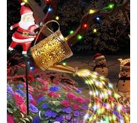 Lanterna di Natale con Papà Natale Solare,Decorazione Esterno Giardino con Luci LED Kettle,Annaffiatoio Solare,Decorazione Natalizia Luminoso Esterno IP65 Impermeabile per Sentiero,Cortile e Terra