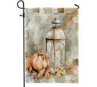 Lanterna di zucca autunnale bandiera giardino decorazione stagionale autunno decorazione vintage rustica per esterni per il giorno del Ringraziamento, double face, 30,5 x 45,7 cm