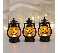 Lanterna di zucca con flash luminoso per bambini a mano all'aperto, luci a led a forma di zucca con decorazioni di Halloween a batteria, luce di zucca per interni ed esterni (3-Pack)