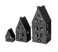 Lanterna Dover nera in metallo, altezza 13-35 cm, 3 pezzi