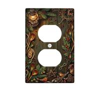 Lanterna Duplex Outlet Covers Placca da parete, Natale rustico pino uccello Natale plastica verde dimensioni standard piatti da parete per prese elettriche per soggiorno camera da letto casa ufficio