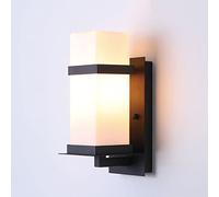 Lanterna for portico con luce for applique da parete for esterni, Lampada da parete in metallo nero Vetro smerigliato, Lampade da parete impermeabili IP65 Lanterne da giardino for esterni for ingresso