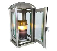 Lanterna funebre in acciaio inox con vetro sfaccettato e lanterna funebre LED 24 cm (spazzolato opaco)