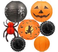 Lanterna Halloween Carta Lanterne Decorative, Lanterne di Carta Halloween Lanterna di Carta, Lanterne da Giardino Pieghevoli Lanterne di Carta da Appendere per Halloween, San Martino, Feste (A, 1)