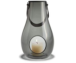 Lanterna Holmegaard H29 cm Design con luce in vetro soffiato a bocca, grigio