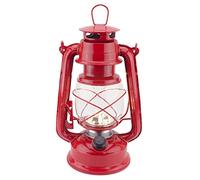 Lanterna Hurricane a LED vintage, luce bianca calda, alimentata a batteria, in metallo antico, con interruttore dimmer, 15 LED, 150 lumen, per uso interno o esterno (rosso)